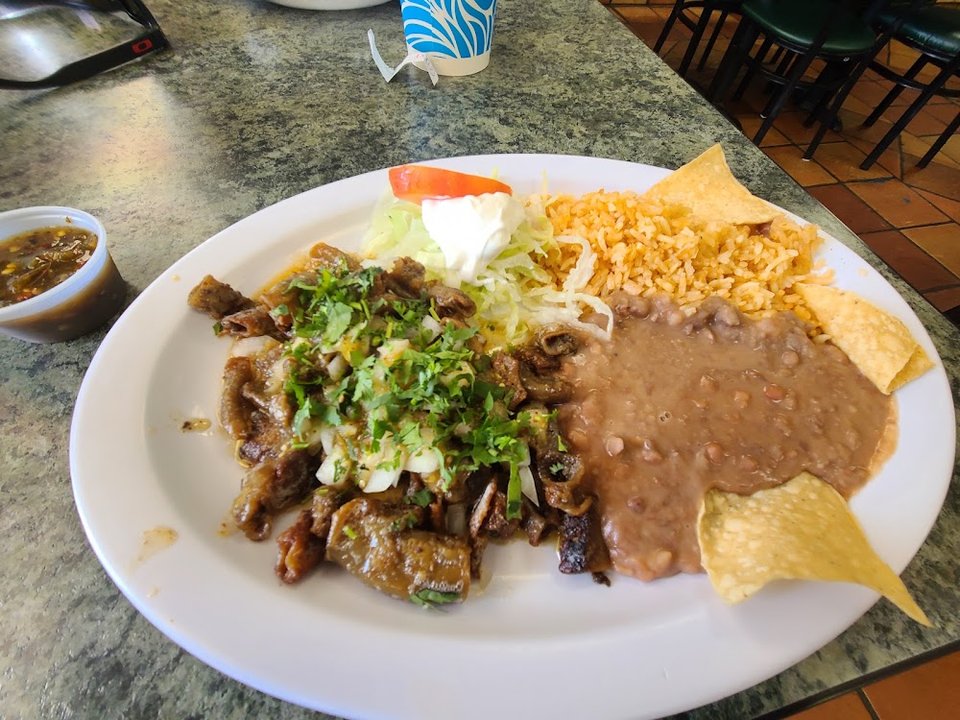 Spanish and English menu items on display.