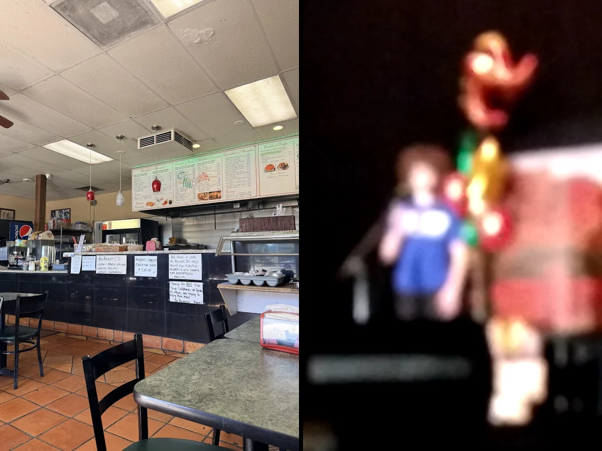 Casual Mexican restaurant interior with table seating.